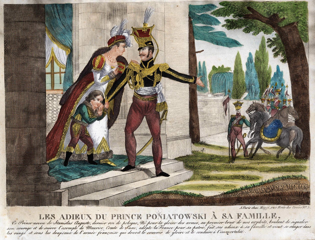 Abschied von Prinz Joseph Antoni Poniatowski von seiner Familie, zeitgenössische Gravur von Unknown artist
