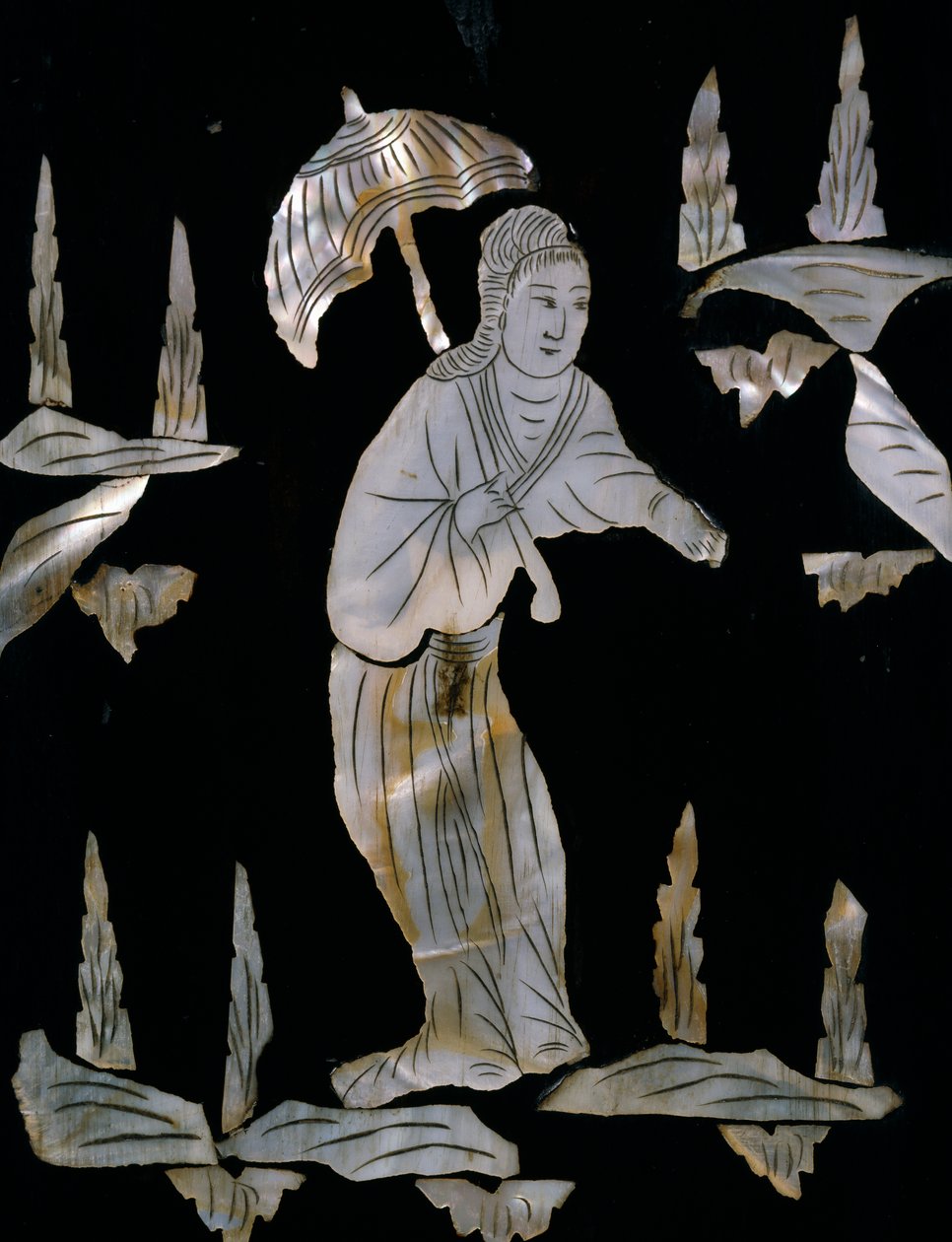 Frauenfigur mit Regenschirm (Detail) von Unknown artist