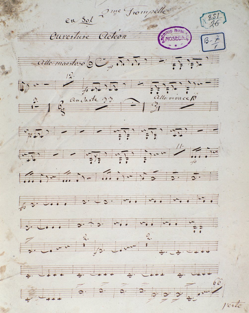 Erste Seite der Partitur von „Acteon“ englische komische Oper von Daniel Francois Esprit Auber von Unknown artist