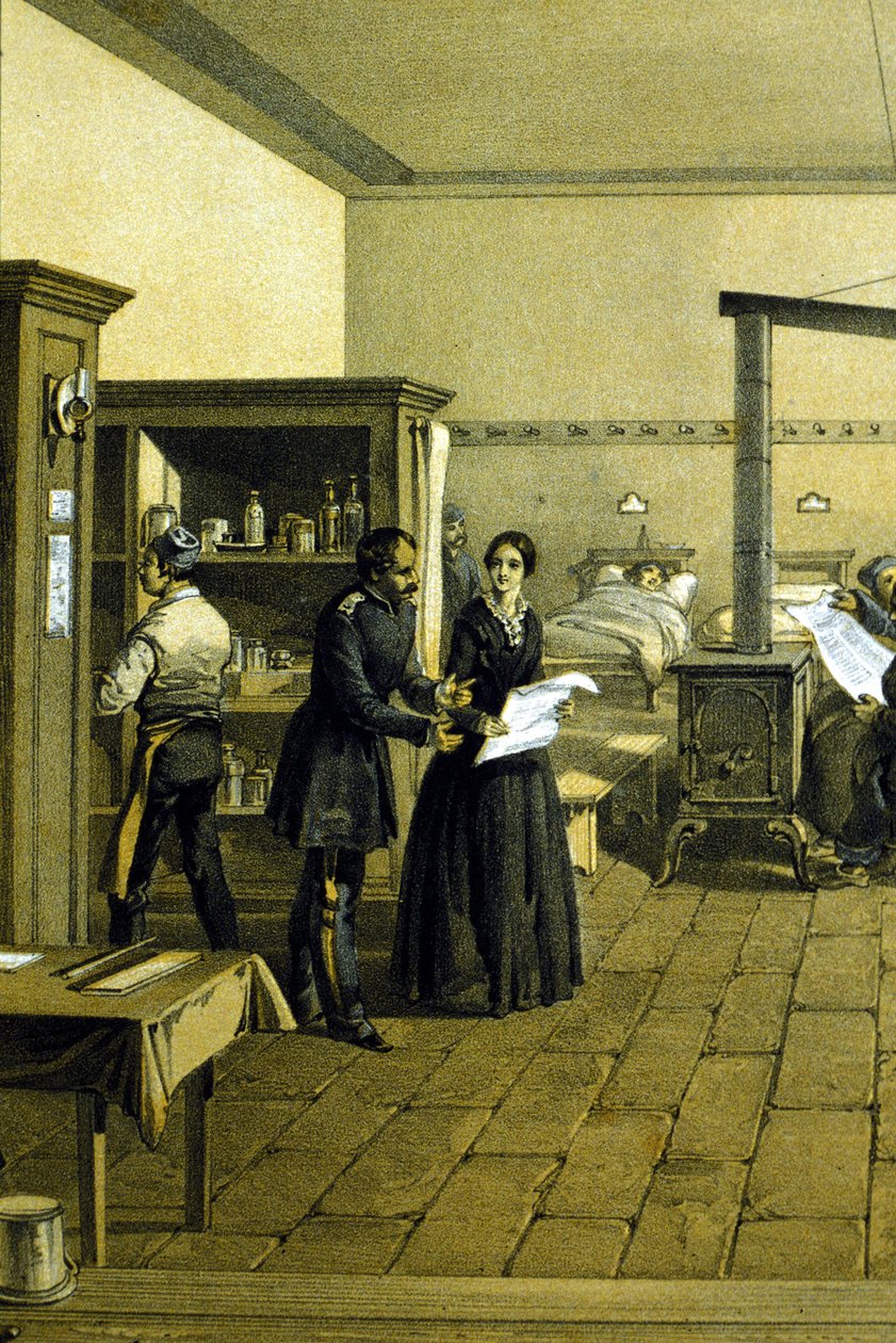 Florence Nightingale (1820 - 1910) in einem Krankenhaus in Scutari in der Türkei um 1855 (Detail) von Unknown artist