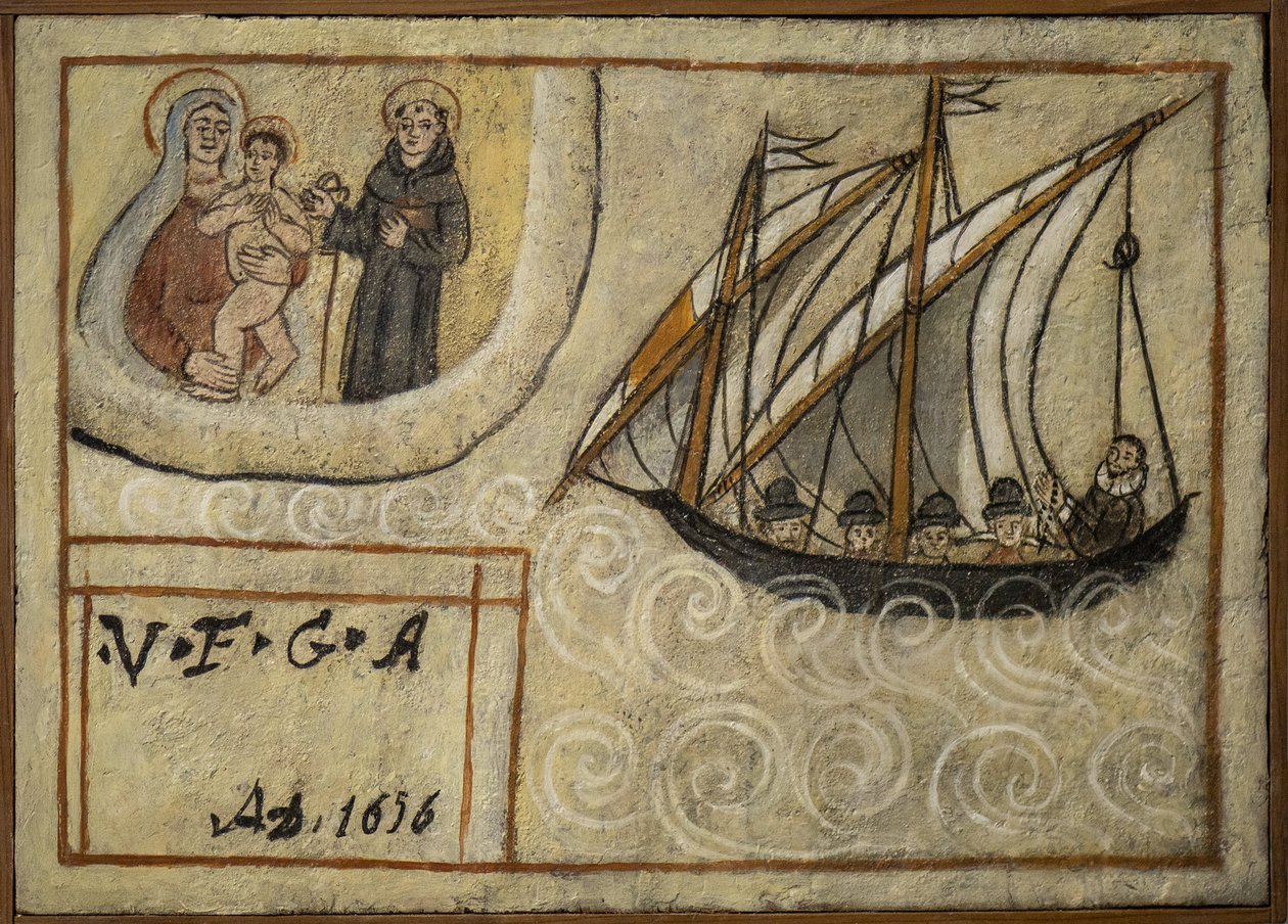 Ehemaliges Votivbild (ex voto) Seemann, beliebtes Angebot als Zeichen der Hingabe und Dankbarkeit des Seemanns, der die Gefahren des Meeres überlebt hat, aus der Kirche von Carmine, Torre del Greco, nahe Neapel, 19. Jahrhundert Italien von Unknown artist