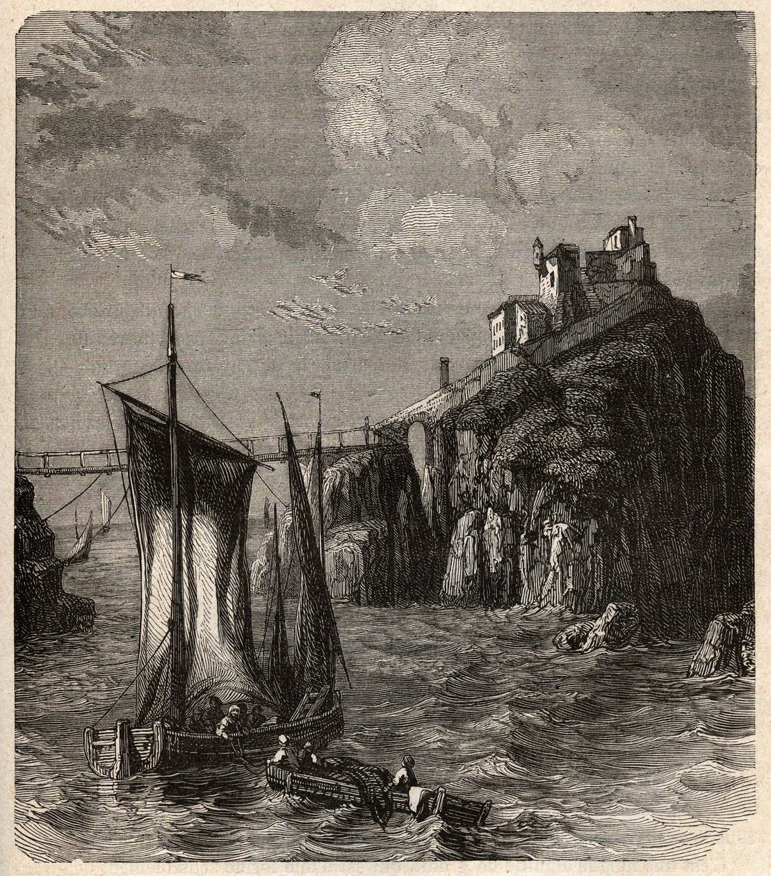 Fort de Bertheaume - Plougonvelin - Finistère - Gravur in „PATRIE - BESCHREIBUNG DER MALERISCHEN FRANKREICH IN 6 BÄNDEN VON LUCIEN HUARD - Ende des 19. Jahrhunderts von Unknown artist