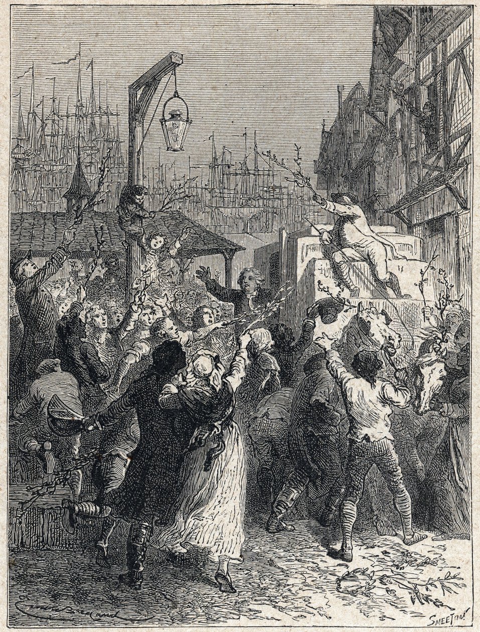 Französische Revolution: Triumph von Honoré Gabriel Riqueti, Graf von Mirabeau (1749-1791), Einzug in die Stadt Marseille im Jahr 1789. Gravur von 1889. Private Sammlung. von Unknown artist