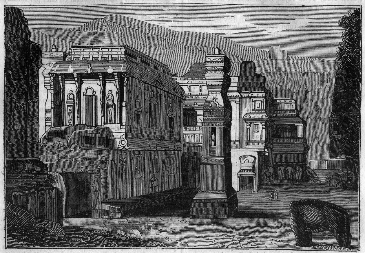Vom monolithischen Tempel von Kailasha (8. Jahrhundert) in Indien. von Unknown artist