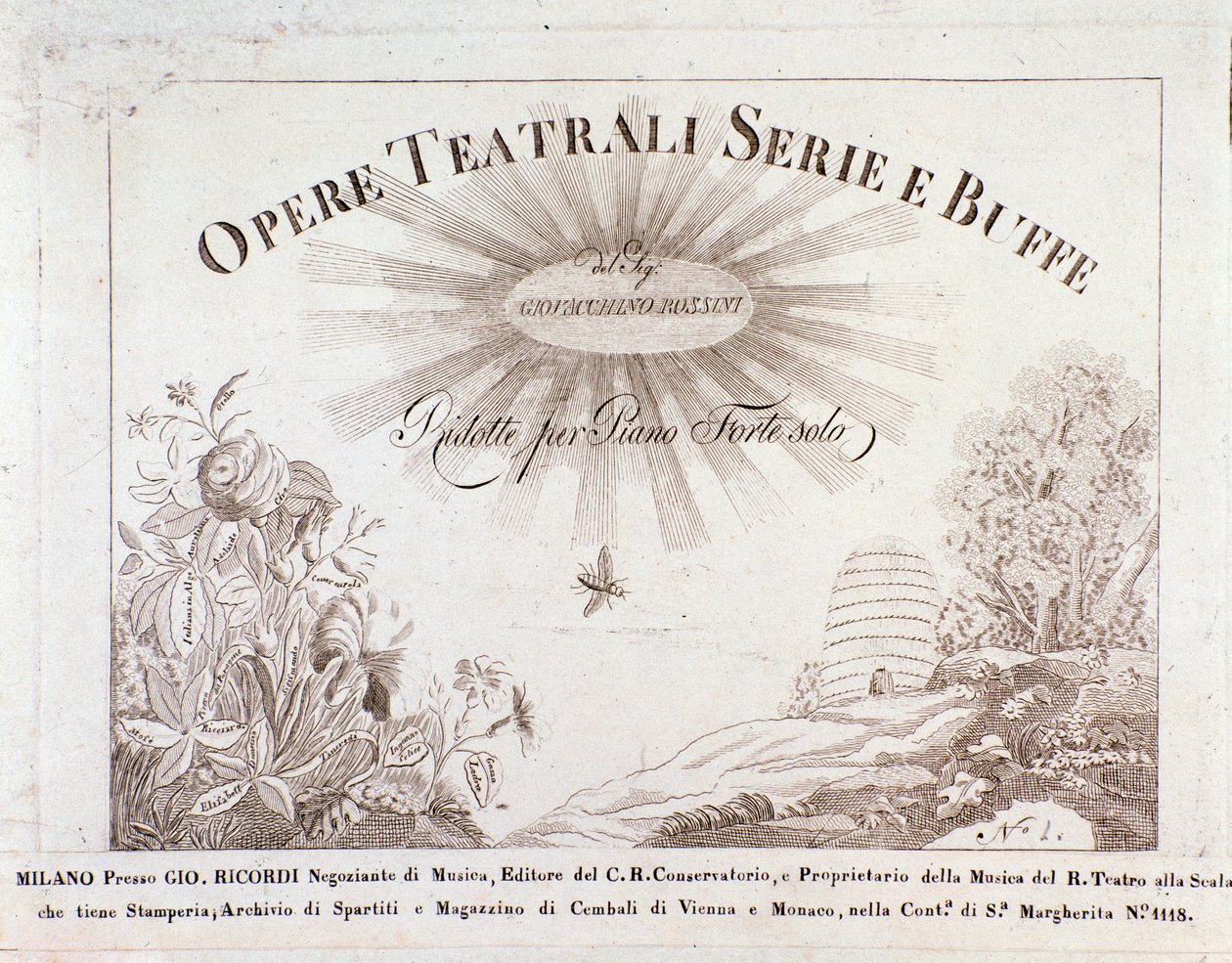 Frontispiz für Partituren von Opere teatrale serie e buffe von Gioacchino Rossini von Unknown artist