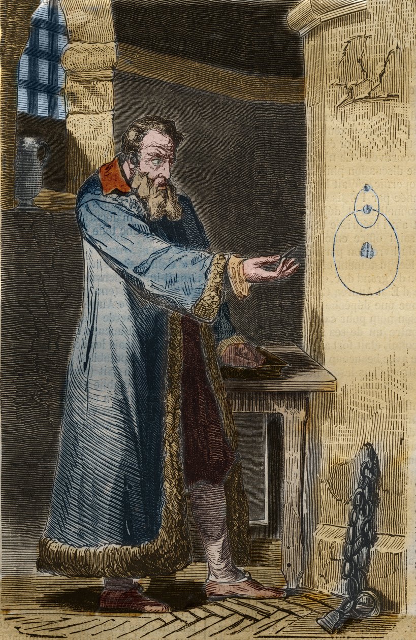 Galileo und die Inquisition: „E pur si muove!“ (Und sie bewegt sich doch). Der italienische Astronom Galileo Galilei (1564-1642) sprach diese Worte 1633 in seinem Gefängnis, nachdem er gezwungen wurde, vor der Inquisition seine Theorie zu widerrufen, dass  von Unknown artist
