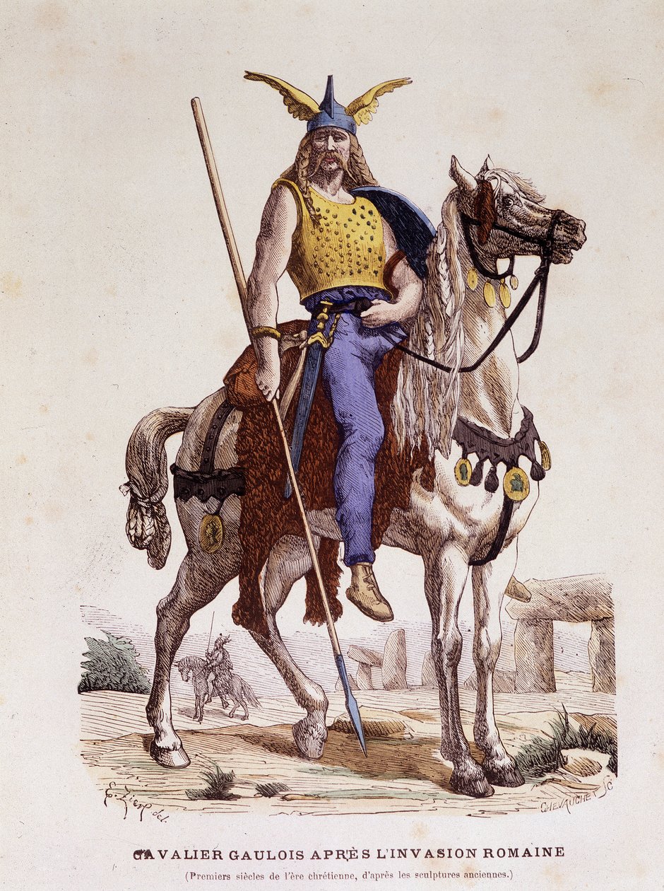 Gallischer Reiter nach der römischen Invasion - in „Kostüme von Paris durch die Jahrhunderte“ von Unknown artist