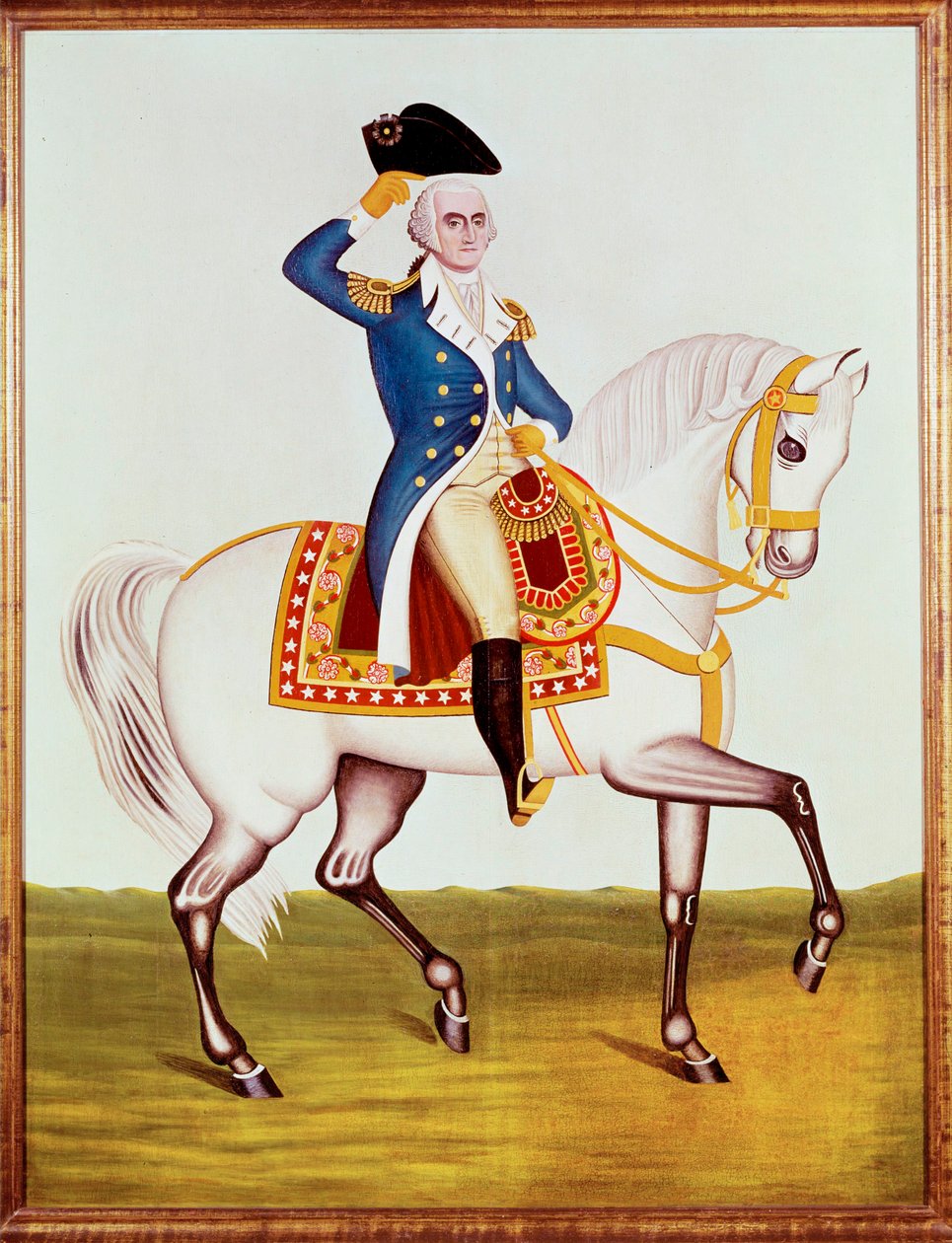 General Washington auf seinem weißen Pferd von Unknown Artist