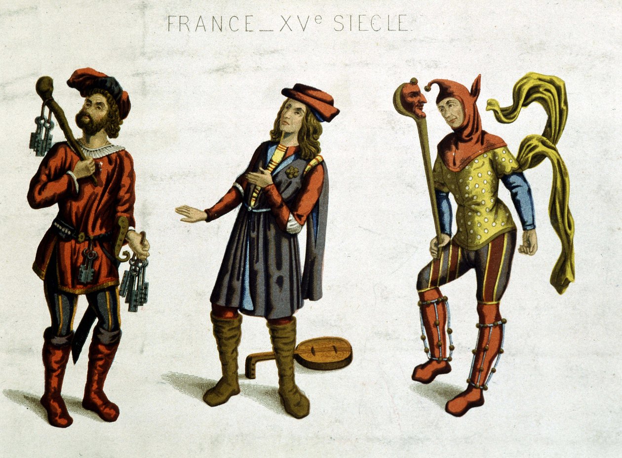 Gefängniswärter, Minnesänger und Narr, aus einem Totentanz von Unknown artist