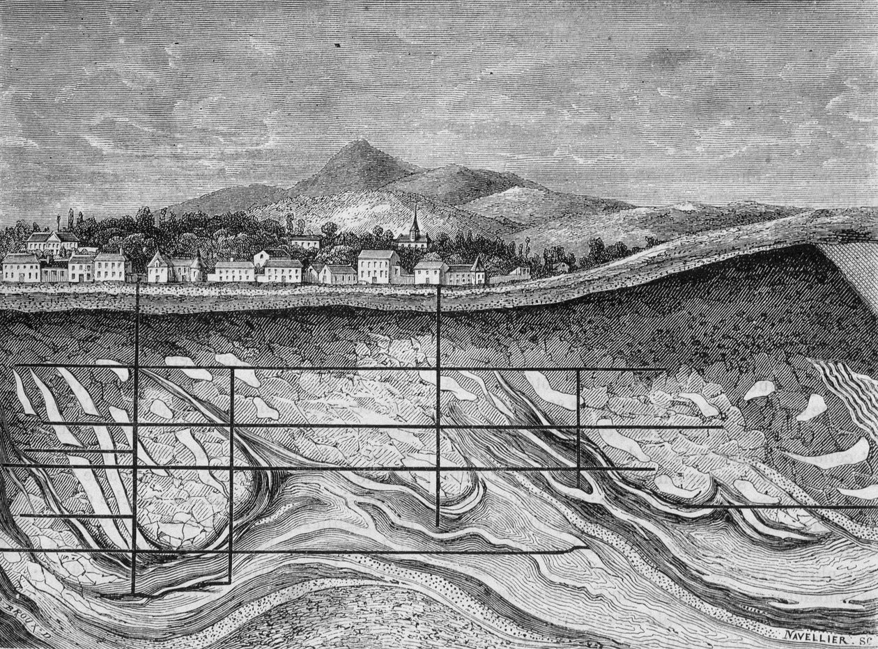 Geologische Schnittzeichnung der Felder von Wieliska (oder Wieliczka), Polen. von Unknown artist