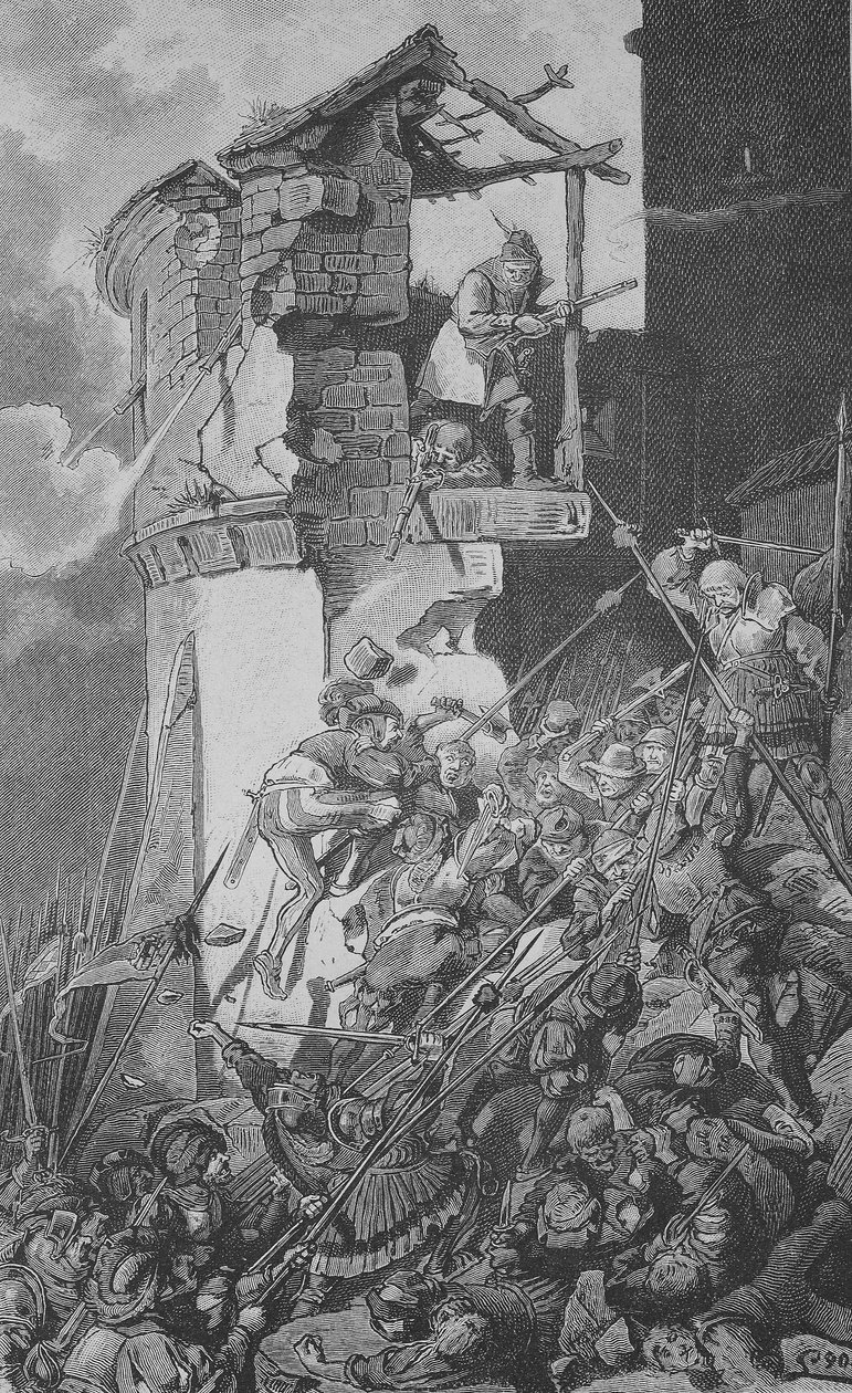 Deutscher Bauernkrieg (1524-1526): Verwüstung von Murrhardt, einer kleinen Stadt im Rems-Murr-Kreis, etwa 40 km nordöstlich von Stuttgart im Herzen des Schwäbischen Waldes von Unknown artist
