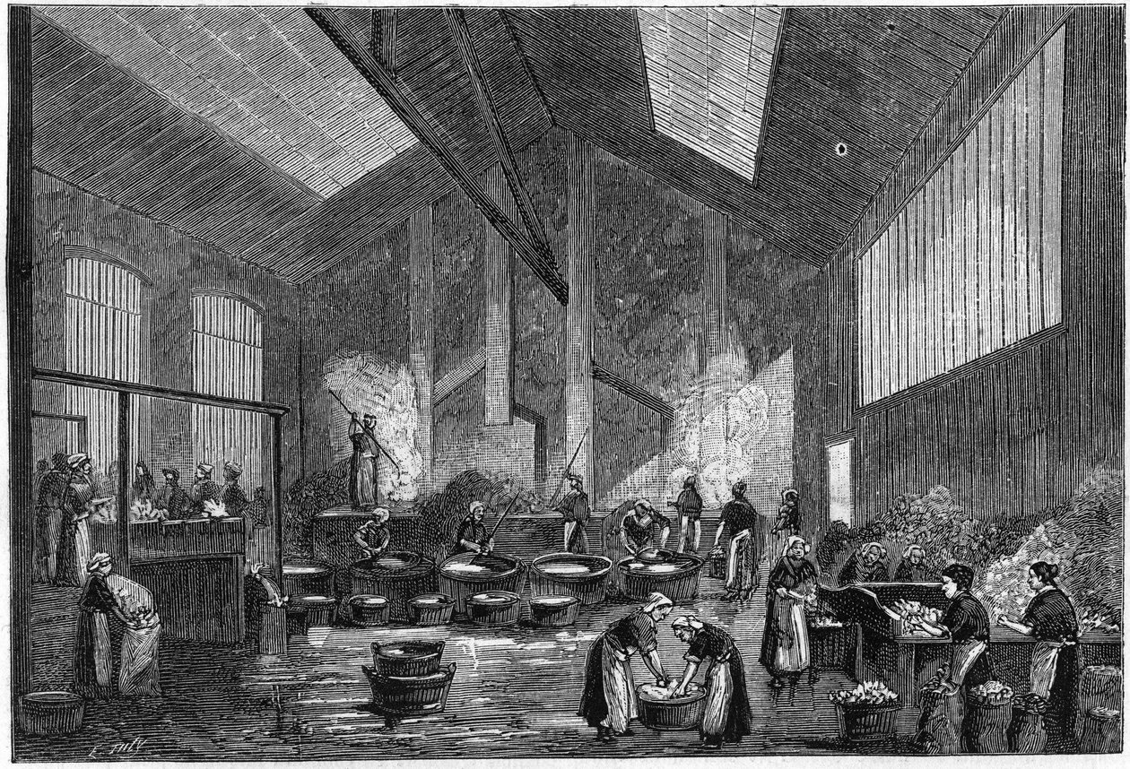Glaswerkstatt, Rue de Crimee in Paris. Gravur in „La Nature: revue des sciences et de leurs applications aux arts et a l