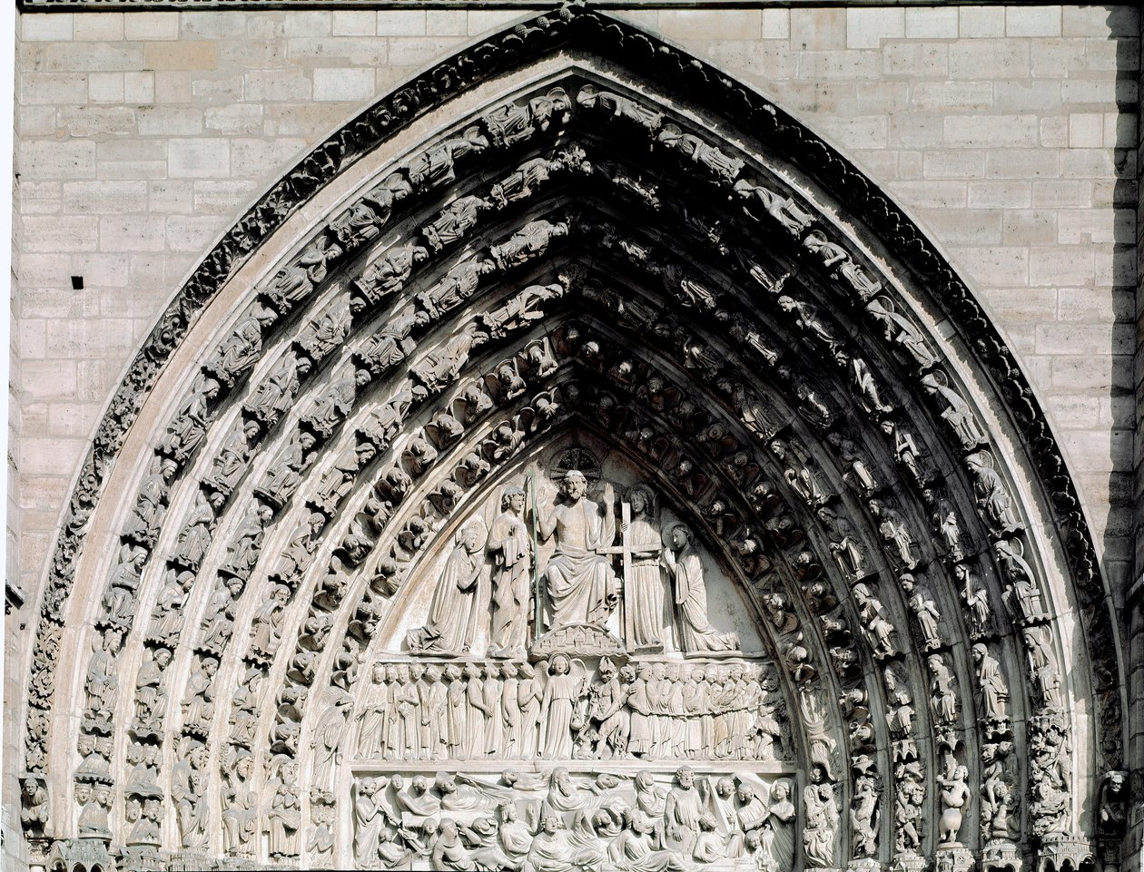 Gotische Kunst: Detail des zentralen Portals der Kathedrale Notre Dame de Paris von Unknown artist