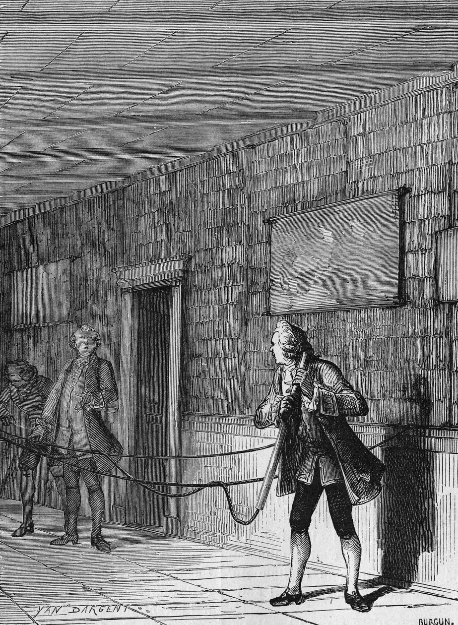 Grey und Wehler entdecken die Ausbreitung von Elektrizität entlang leitender Körper. In „Album de la Science“, Éditions Jouvet. von Unknown artist