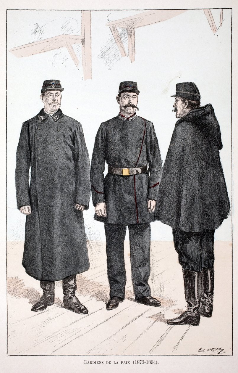 Friedenswächter (1873-1894). Farbradierung zur Illustration des Buches Histoire du corps des gardiens de la paix von Unknown artist