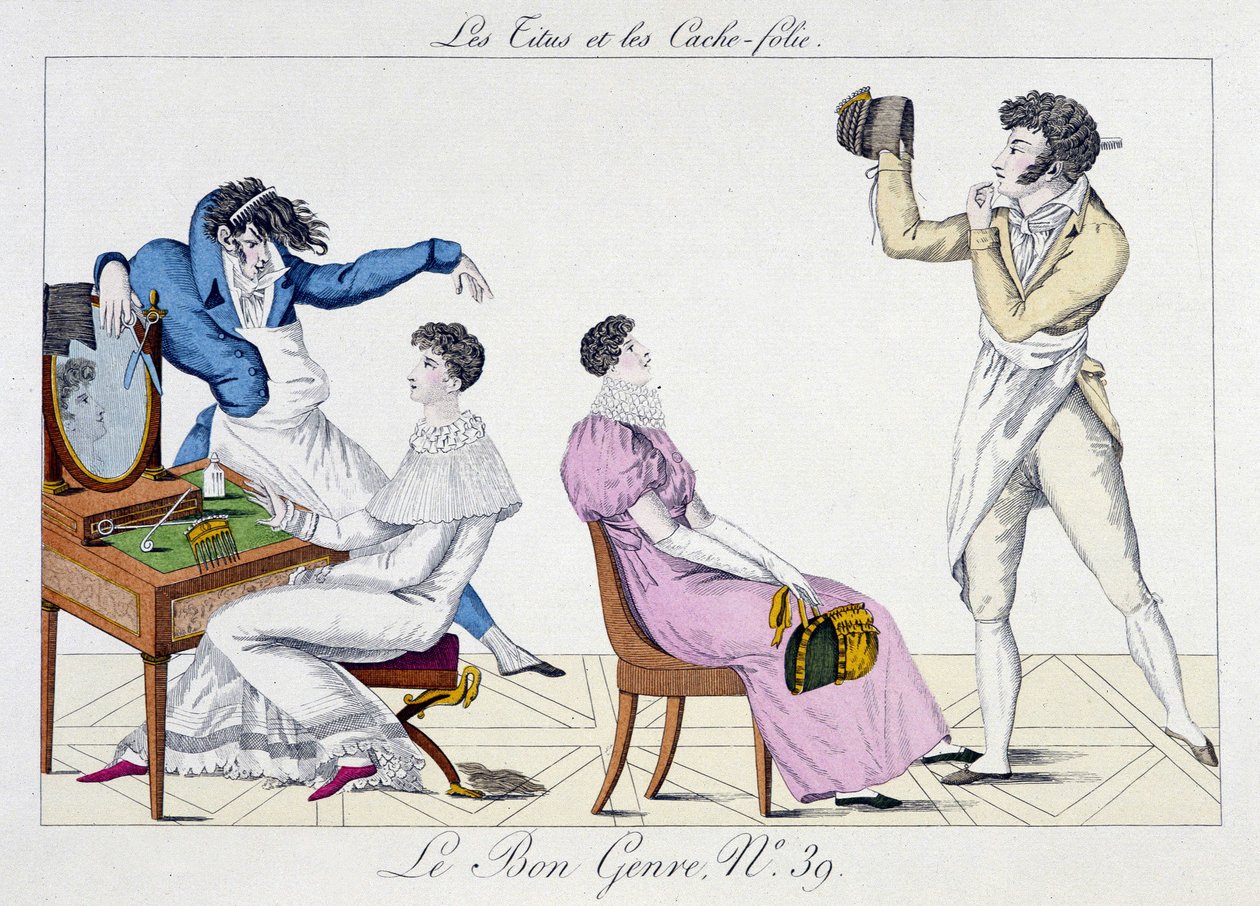 Frisur - in „Le Bon Genre“, Anfang 19. Jahrhundert von Unknown artist