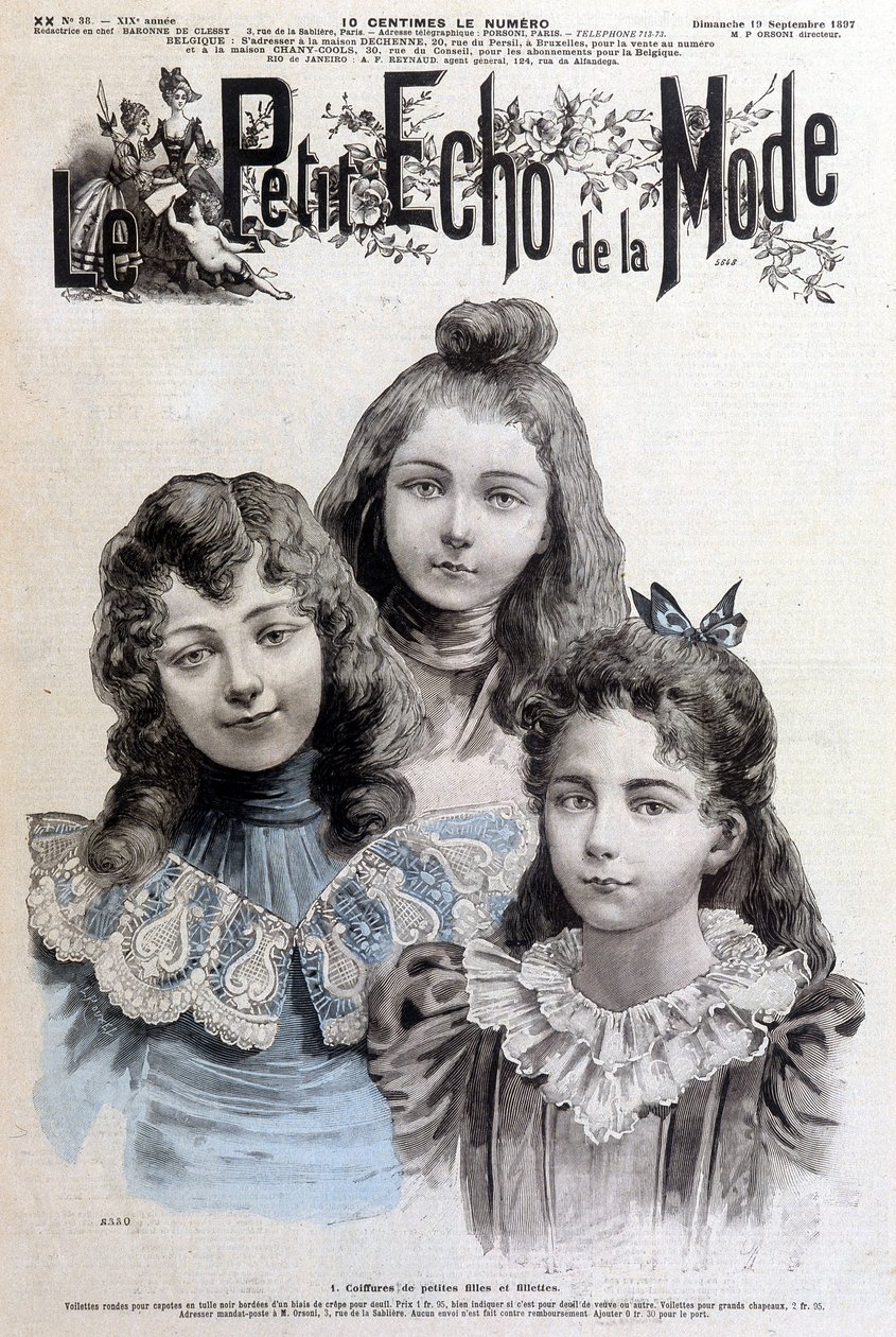 Frisuren für Mädchen - in „Le petit echo de la mode“ vom 19.09.1897 von Unknown artist