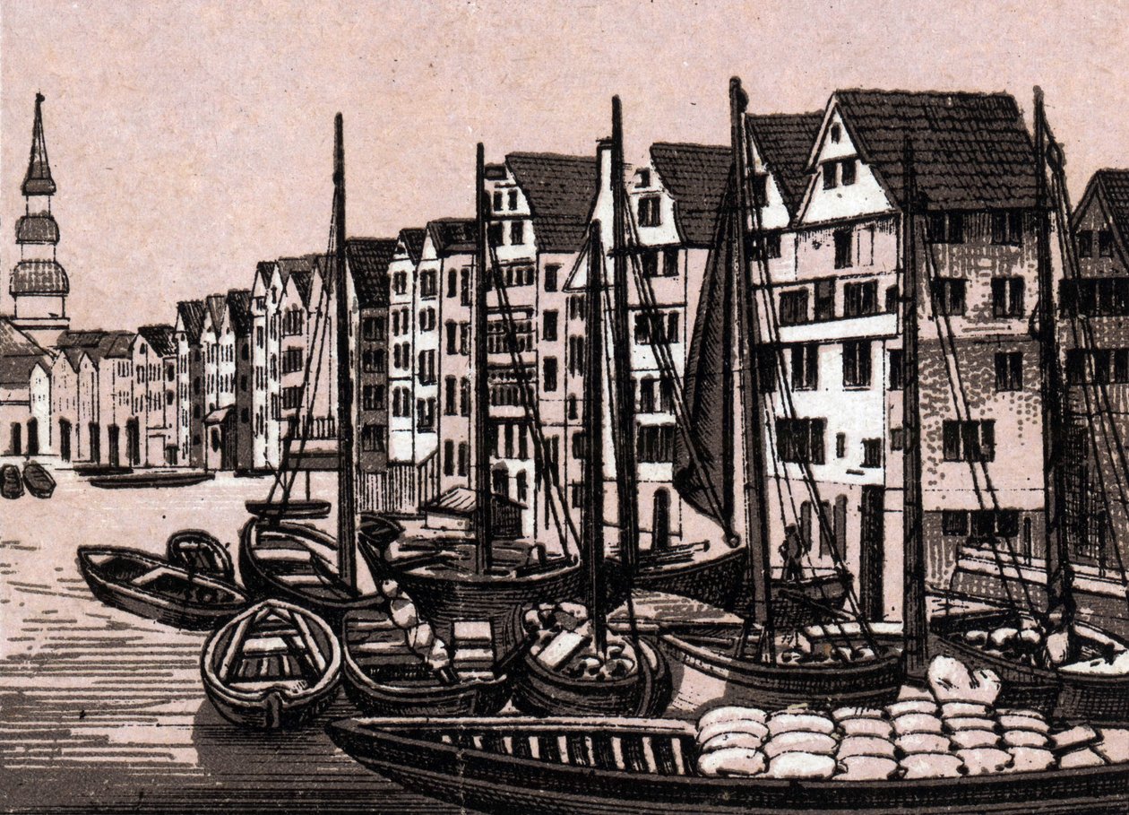 Hamburg, Deutschland: Blick auf Wandrahmfleeth. in „Die Welt illustriert 168 Ansichten“. Undatiert (spätes 19. Jahrhundert) von Unknown artist