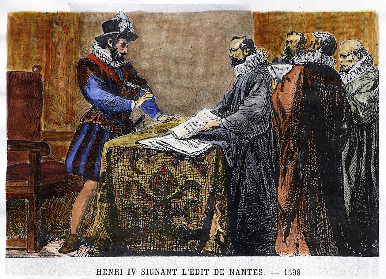 Heinrich IV. (1553 - 1610) unterzeichnete das Edikt von Nantes im Jahr 1598. von Unknown artist