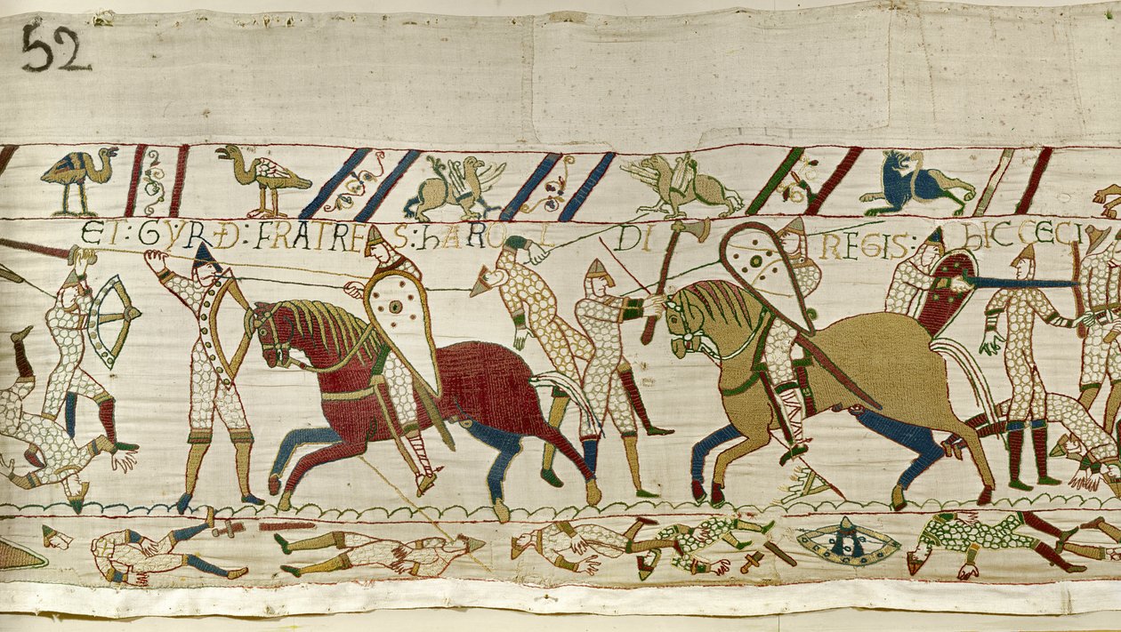 Hier fielen die Brüder von Harold: Gyrth und Leofwine, Teppich von Bayeux von Unknown artist