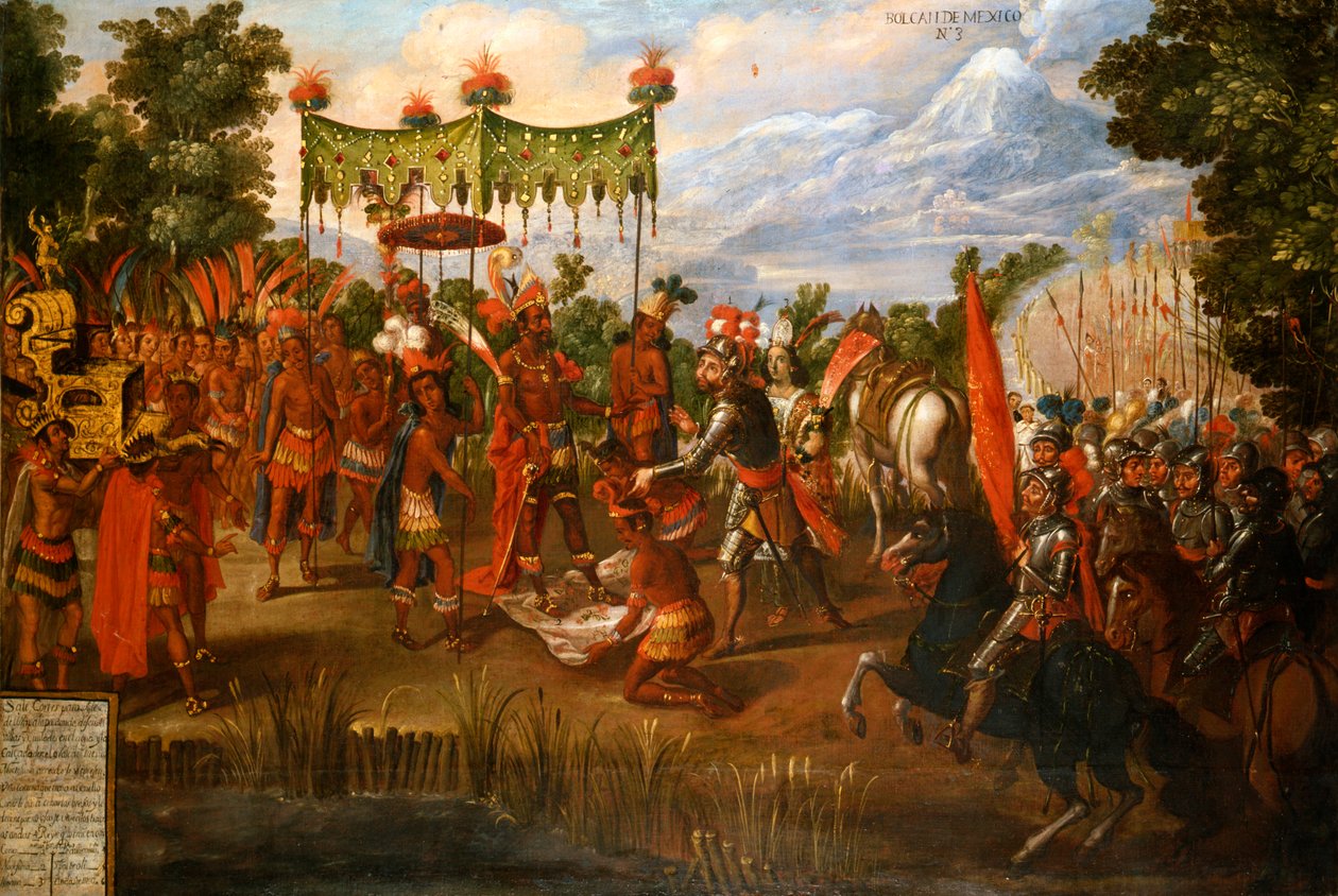 Hernan Cortes trifft Kaiser Moctezuma von Unknown artist