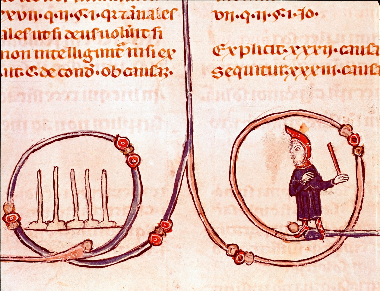 Geschichte des kanonischen Rechts: Das Kegelspiel (Miniatur aus „Decretum Gratiani“) von Unknown artist