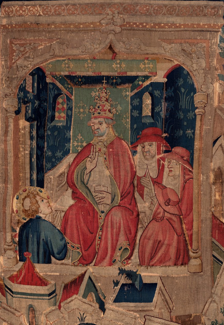 Geschichte von Saint Piat und Saint Eleuthère, Szene 9 Saint-Éleuthère wird als Bischof von Tournai bestätigt (Detail) von Unknown artist