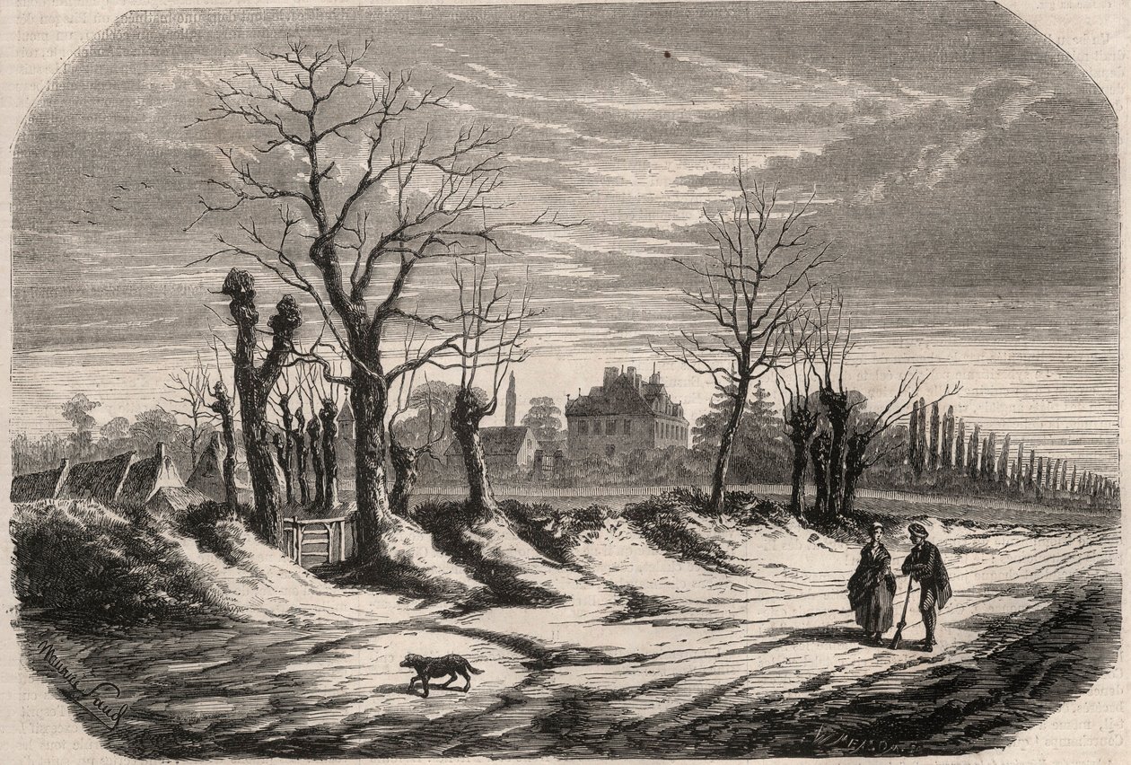 Haus von George Sand (1804-1876) (Aurore Dupin), Baronin Dudevant in Nohant Vic (Nohant-Vic) im Indre (36). Gravur in „Le Monde illustrious“ von 1857. Private Sammlung. von Unknown artist