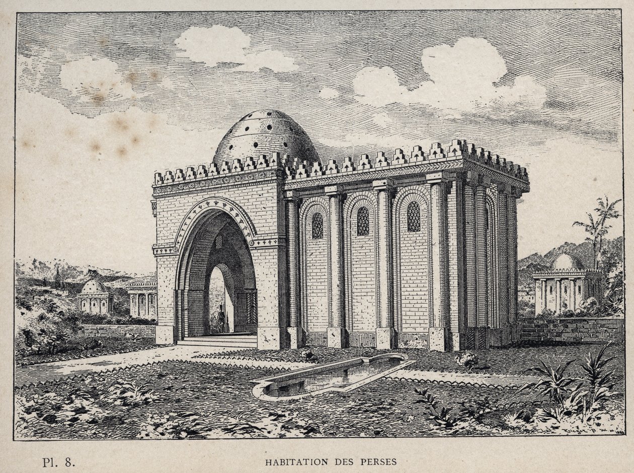 Wohnung der Perser - Gravur von 1889 in 