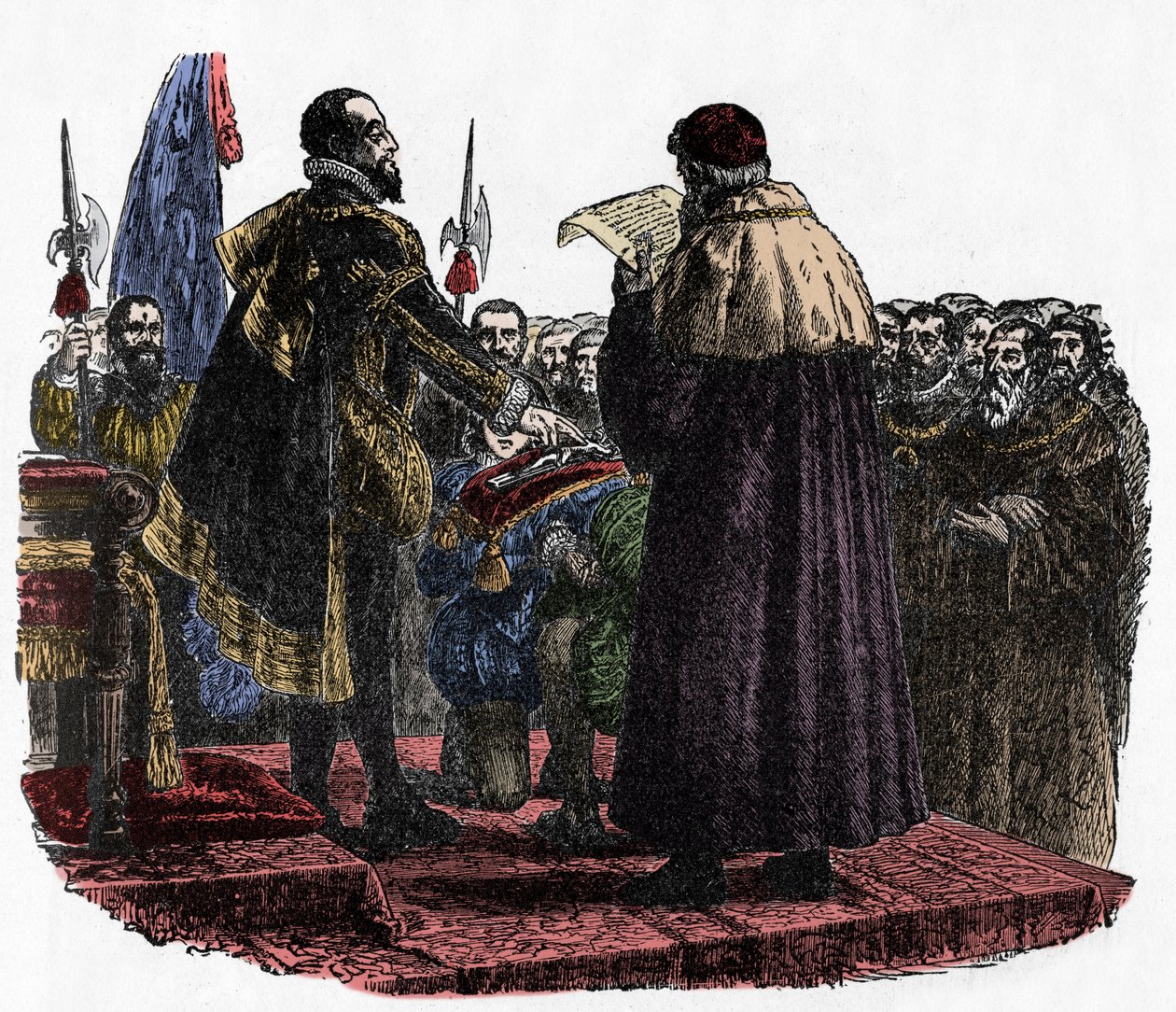 Hugo Capet leistet den Souveränseid - Hugo Capet (ca. 941-996), König der Franken, leistet 987 den Souveränseid - 1882 von Unknown artist