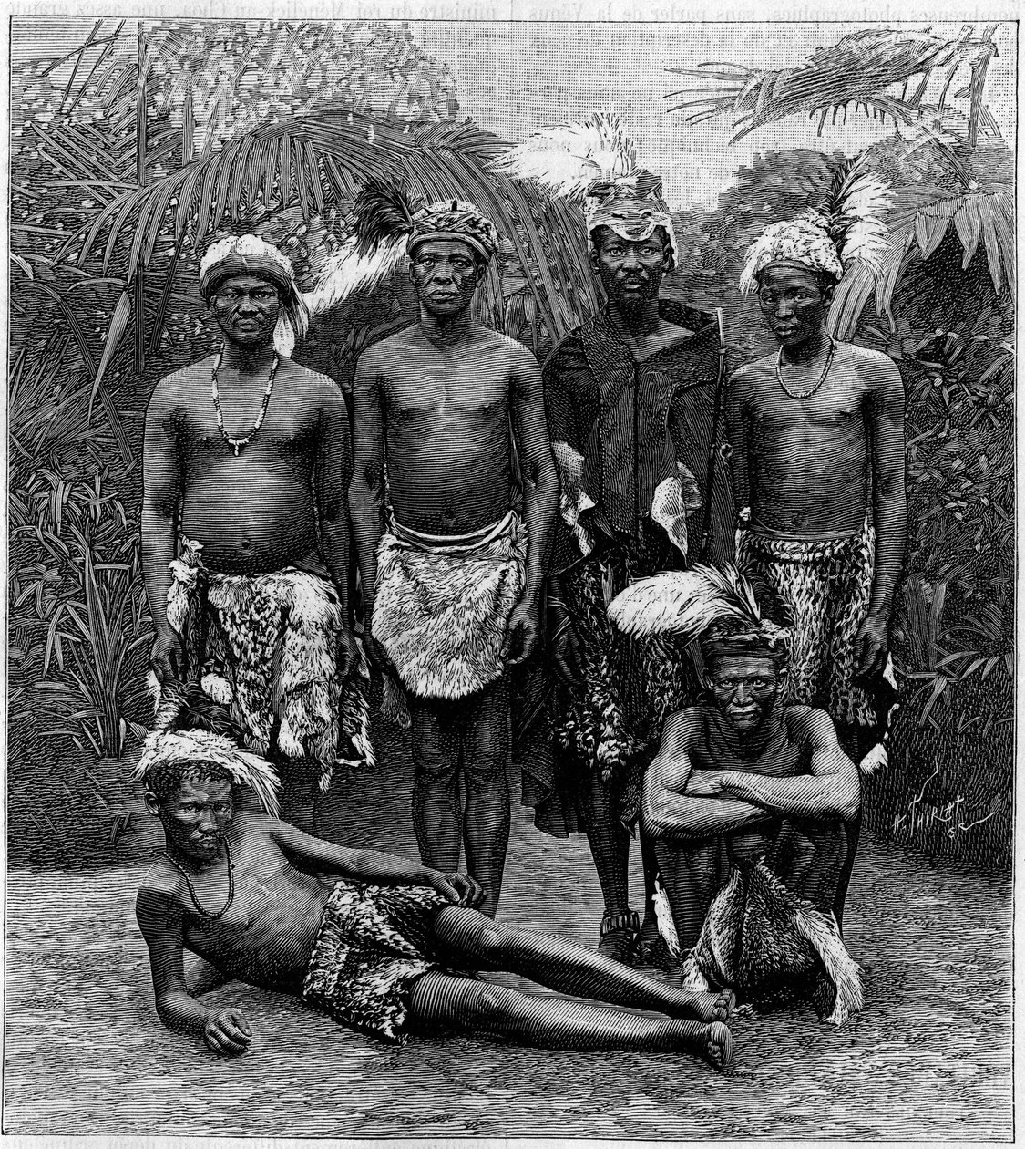 Menschlicher Zoo: Gruppe von Hottentotten (Südafrika) im Jardin d