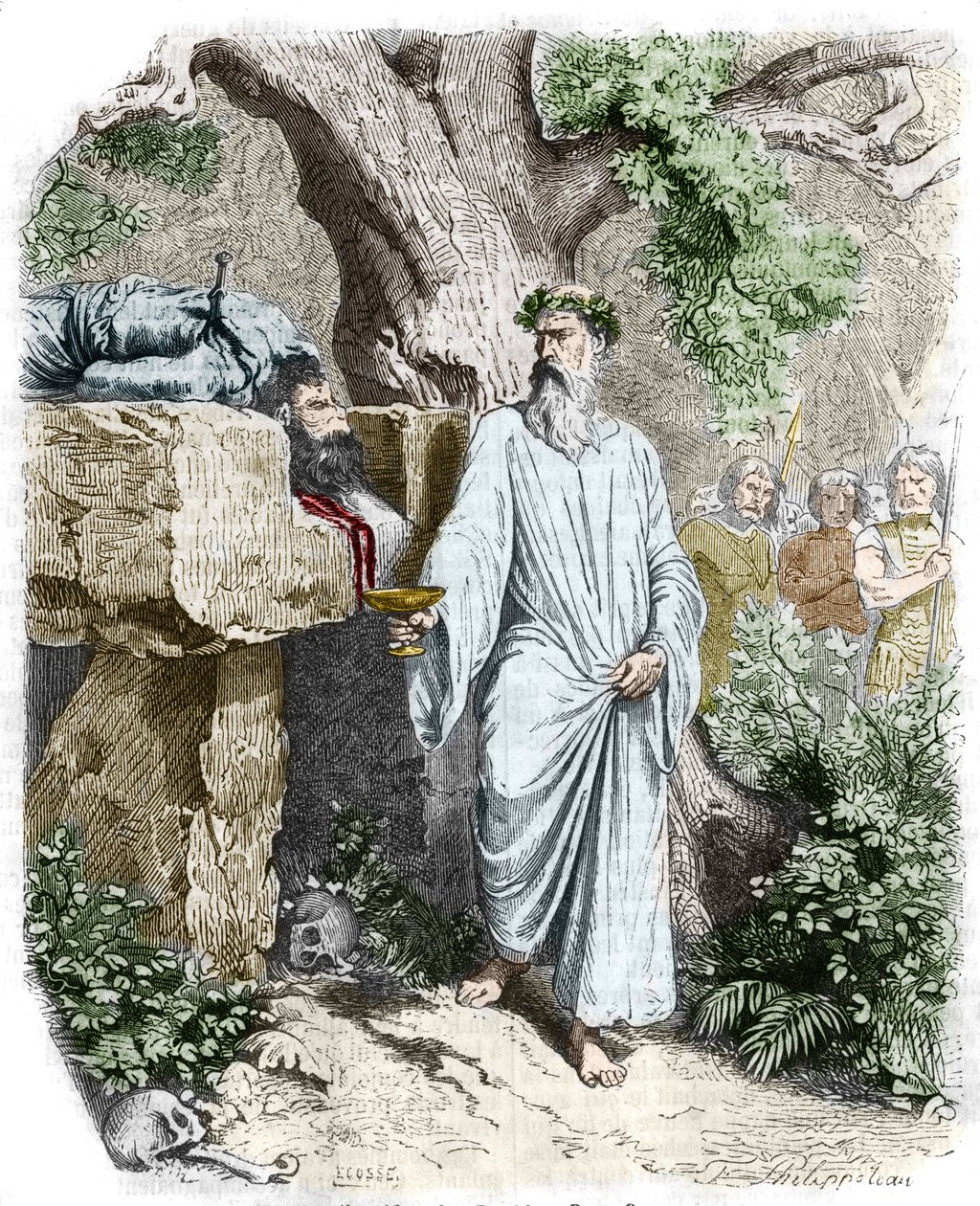Menschenopfer durch einen gallischen Druiden - in „Histoire de France“ von Anquetil. 19. Jahrhundert. von Unknown artist