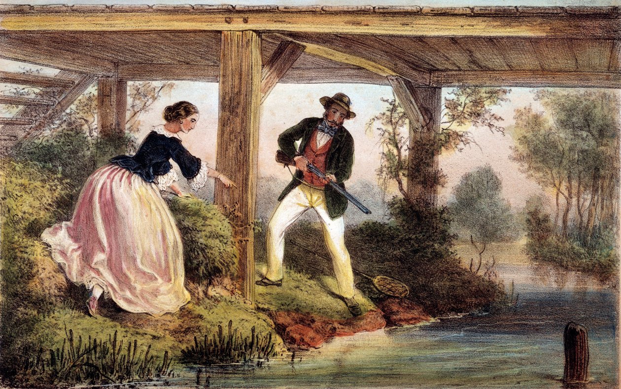 Hechtjagd in England. Gravur des 19. Jahrhunderts von Unknown artist