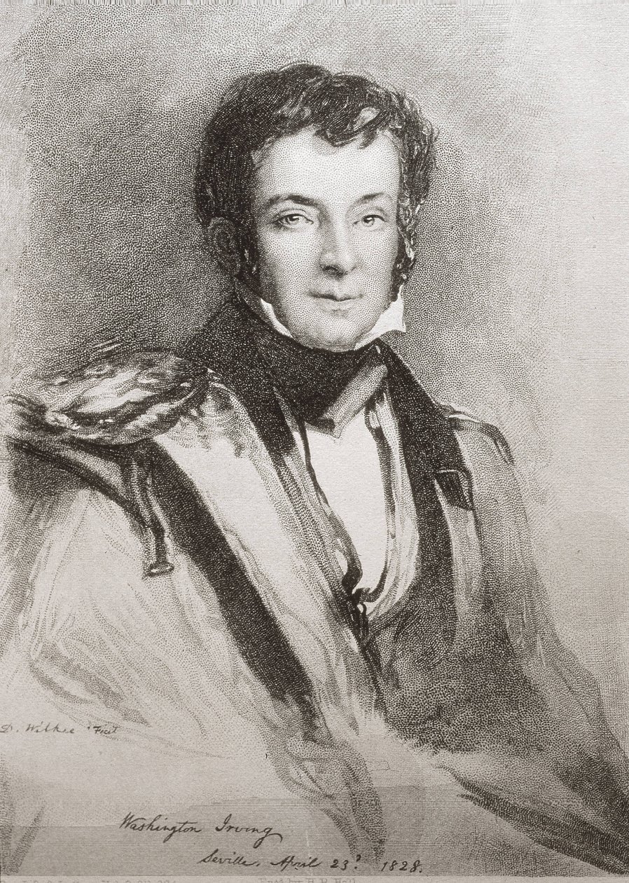 IRVING, Washington (1783-1859). US-amerikanischer Romanautor und Historiker. Porträt gemacht in Sevilla (1828). Lithographie. von Unknown artist