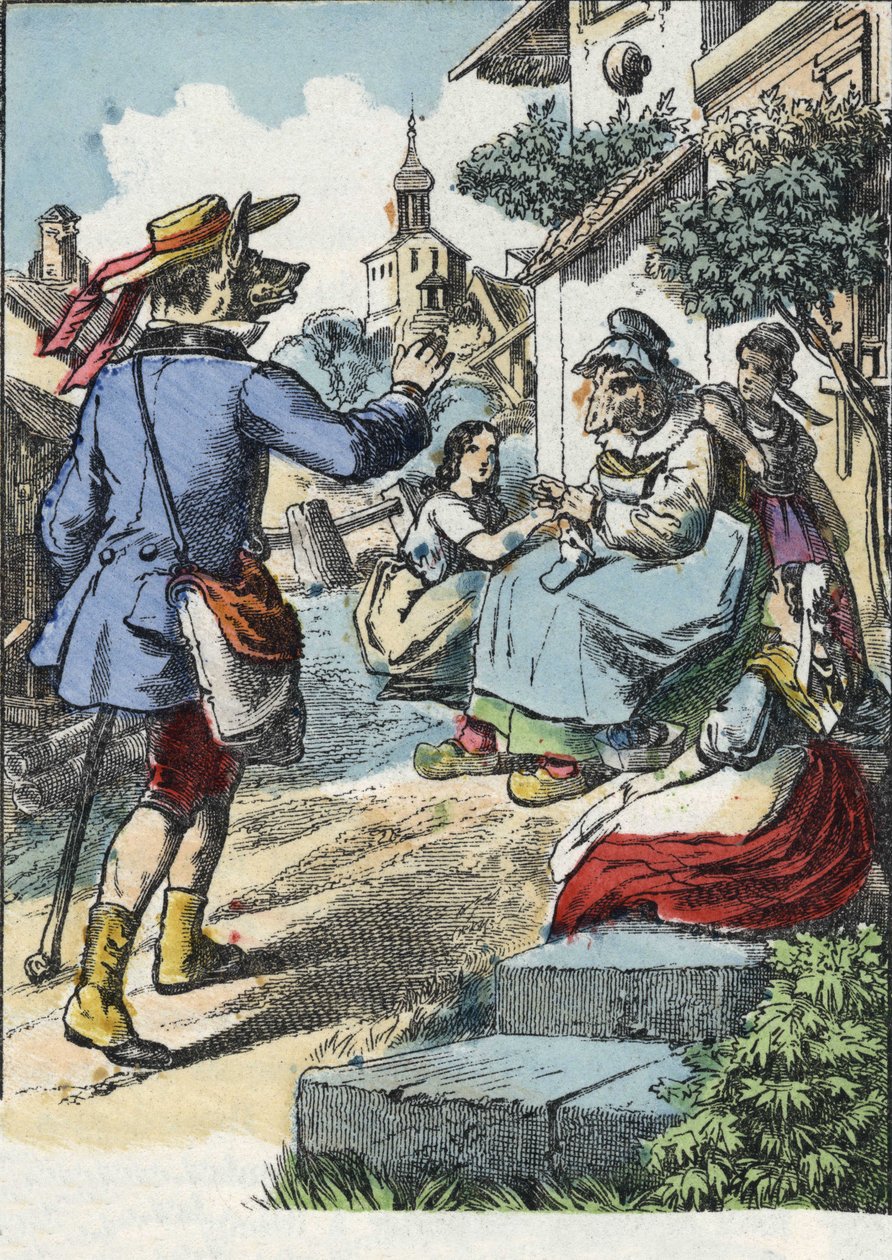 Illustration aus dem Märchen „Gute Mutter Schaf“. In „Märchen aus dem Heim für die Kleinen“. Anonyme Gravur aus dem 19. Jahrhundert. von Unknown artist