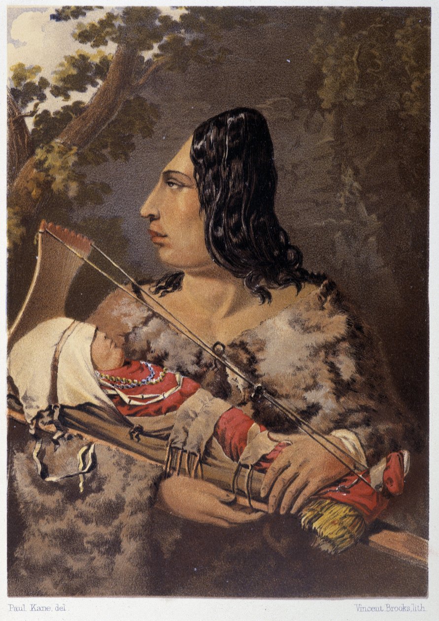 Indianerin und ihr Baby - in „Wanderings of an Artist among the Indians of North America“ von Paul Kane, Longmans & Roberts, London von Unknown artist
