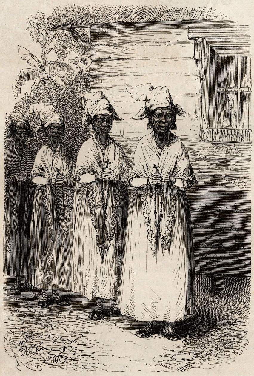 Indigene Frauen von Guyana bei der katholischen Prozession des Fête-Dieu von Unknown artist