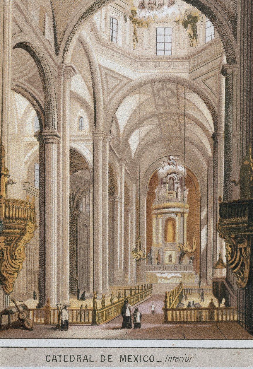 Innenansicht der Kathedrale von Guadalajara in Mexiko-Stadt, Mexiko. Chromolithographie um 1880 von Unknown artist