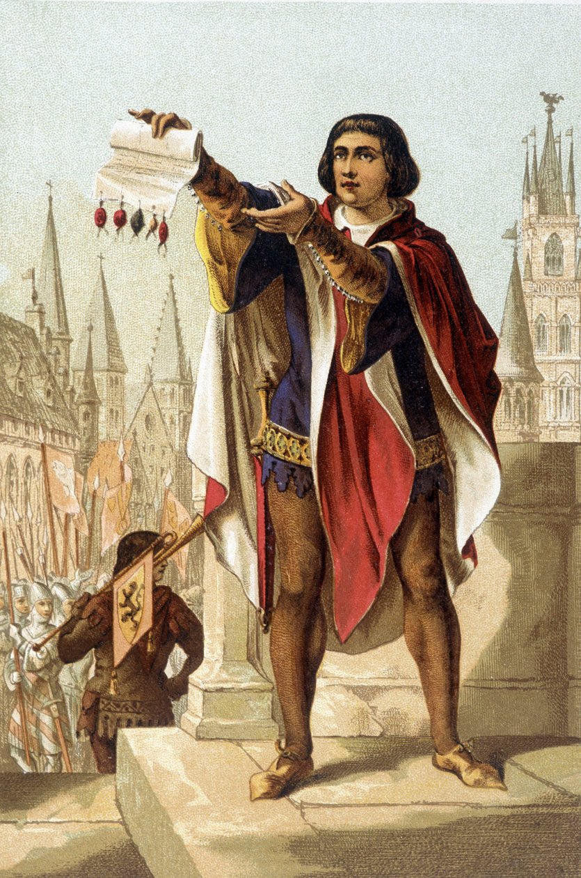 Jacob Van Artevelde. Bürger von Gent (1290 bis 1345). Chromolithographie von 1880. von Unknown artist