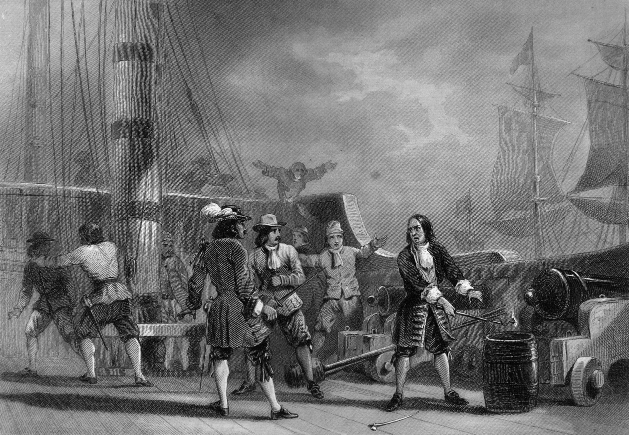 Jean Bart (1650-1702) an Bord des englischen Korsaren. in „Histoire générale de la marine“ von Van Tenac von Unknown artist