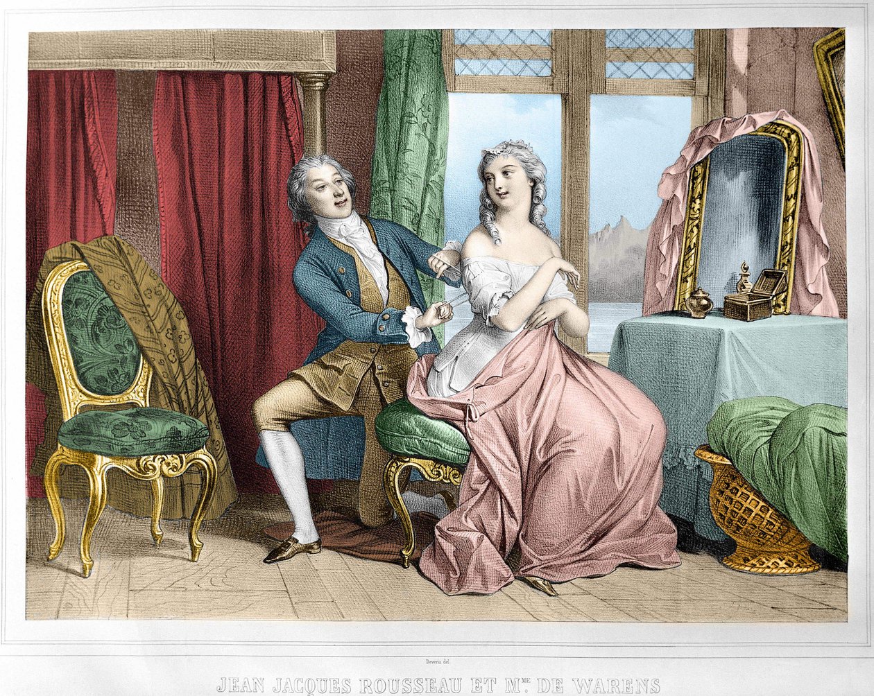 Jean Jacques Rousseau (1712 - 1778) und Madame de Warens (1700 - 1762) von Unknown artist