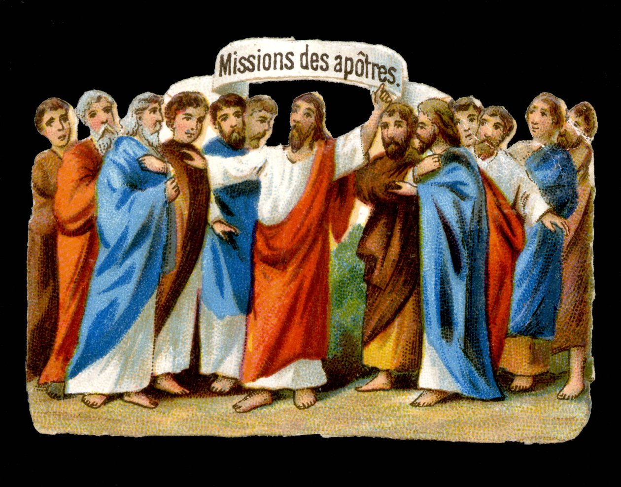 Jesus vertraut den Aposteln ihre Missionen an - Chromo. von Unknown artist