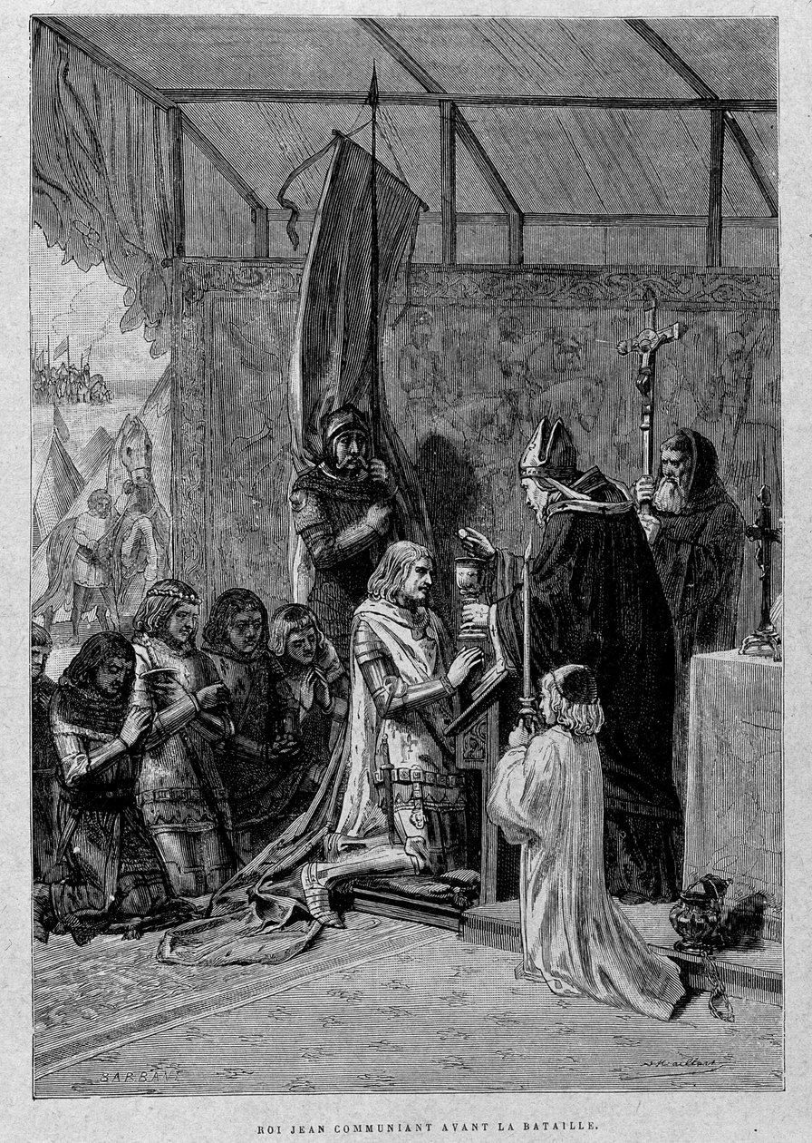 König Johann kommuniziert vor der Schlacht (Poitiers?) von Unknown artist