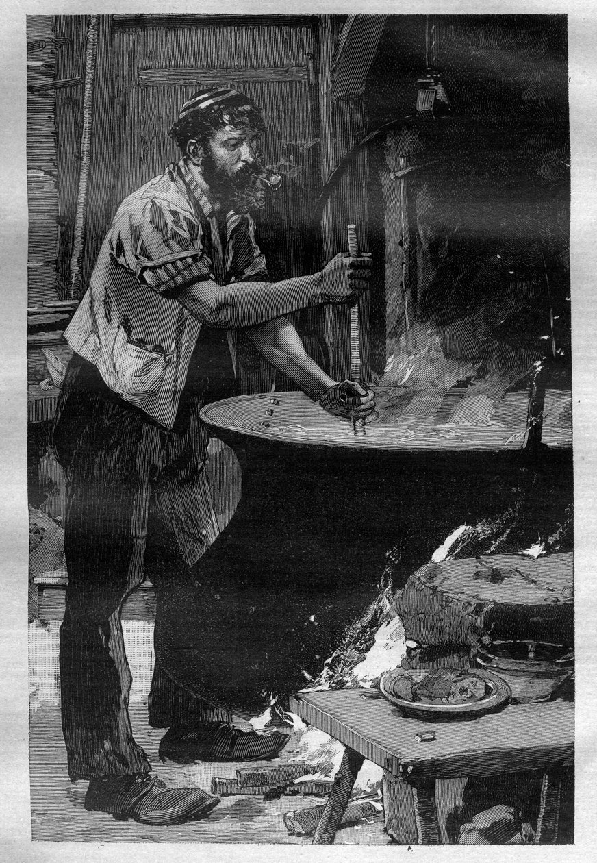 Die Herstellung von Gruyère-Käse - Gravur in „La Science française“ von Unknown artist