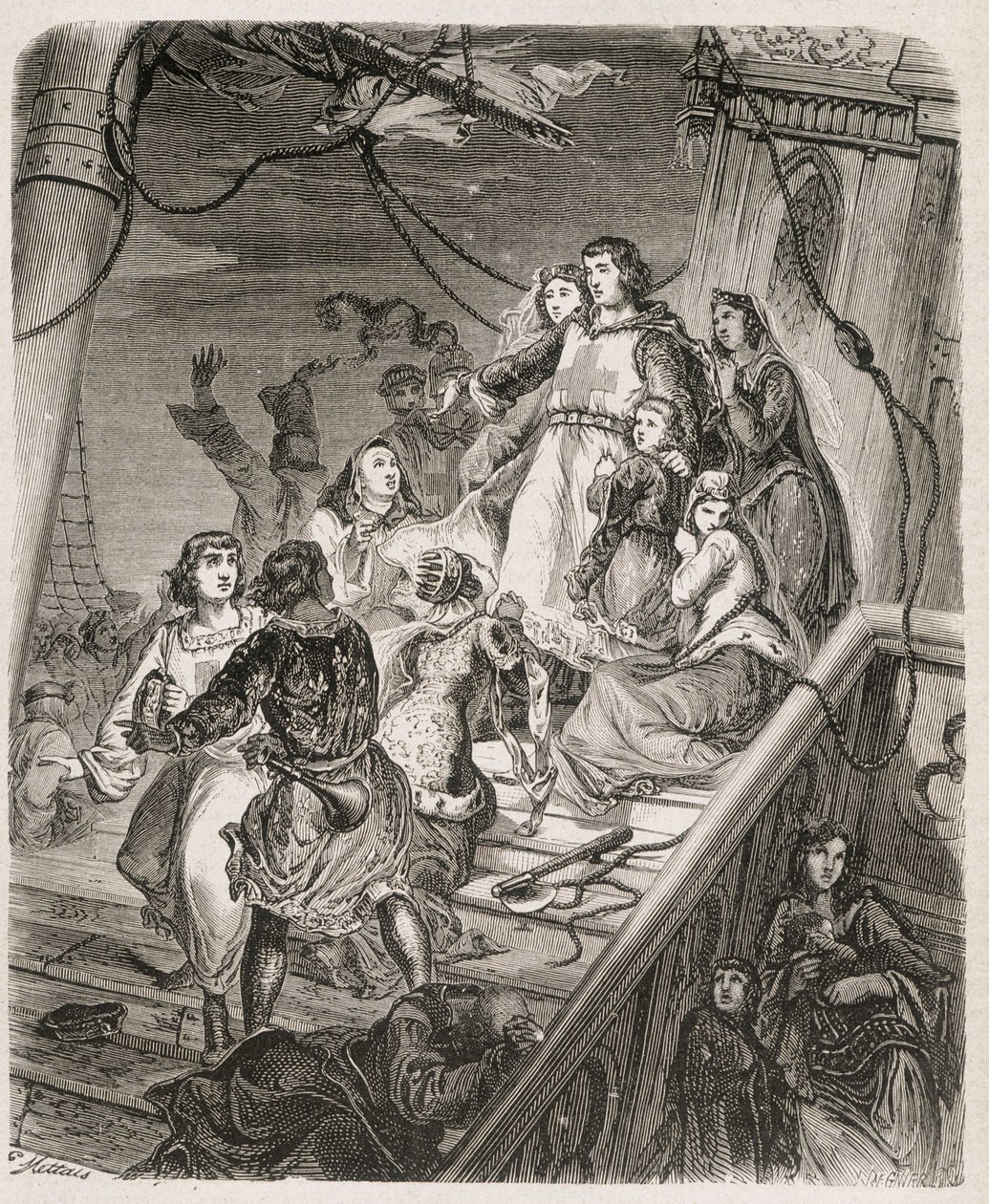 Die Galeere von Saint Louis - in „Geschichte der Päpste, Könige, Königinnen, Kaiser durch die Jahrhunderte“ von Maurice Lachatre 1857 von Unknown artist