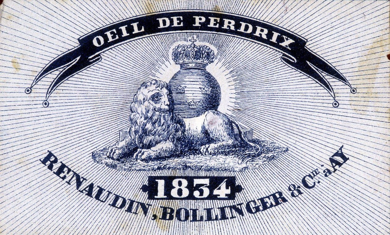 Etikett „Auge des Rebhuhns - Renaudin, Bollinger & Cie in AY - 1834“ von Unknown artist