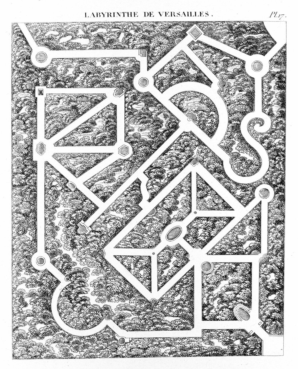Labyrinth von Versailles nach „Essay on the composition and ornament of gardens“ von Mr. Boitard. Paris 1823. von Unknown artist