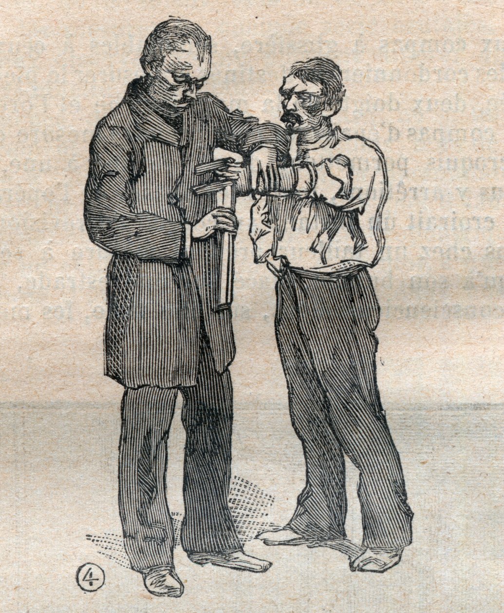 Die gerichtliche Anthropometrie oder Bertillonage, Methode von Alphonse Bertillon (1853-1914): Messung des Mittelfingers und des linken Ringfingers - Gravur in „La Science francaise“ von Unknown artist