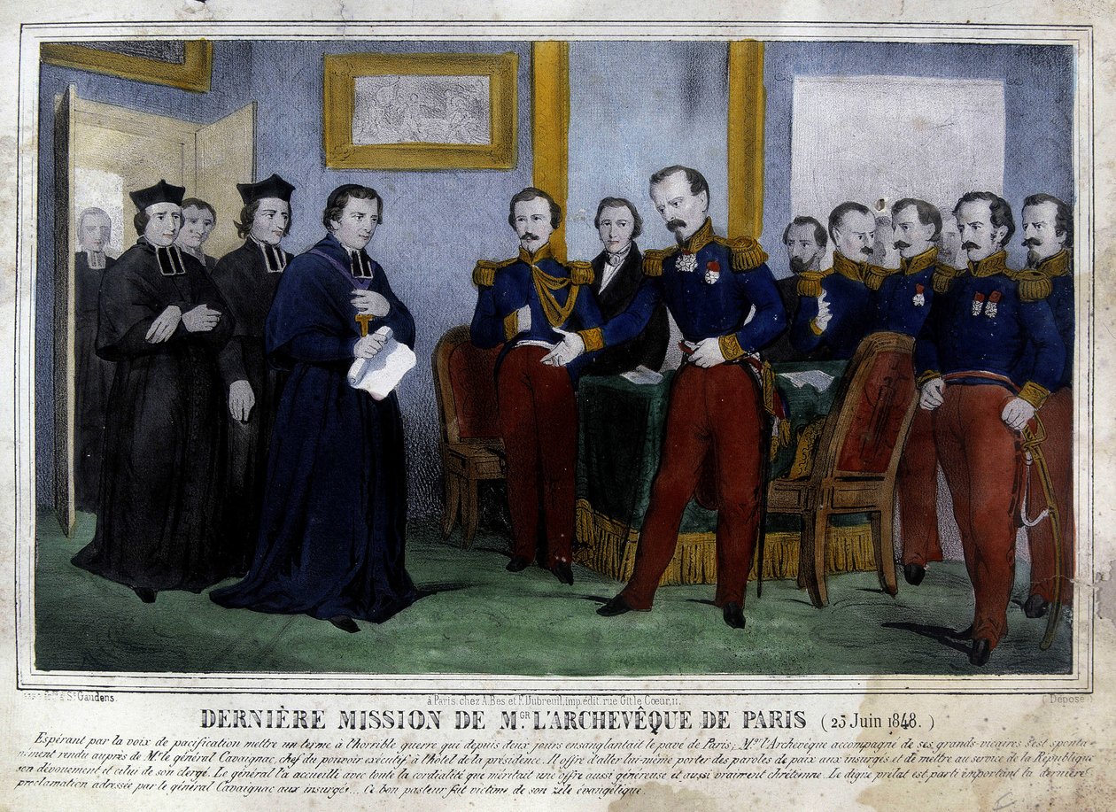 Letzte Mission des Erzbischofs von Paris (25. Juni 1848) von Unknown artist