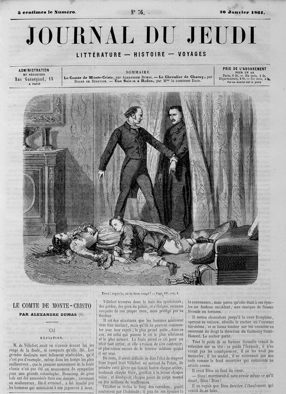 Der Graf von Monte Cristo - in „Le Journal du Jeudi“ vom 20.01.1861 von Unknown artist